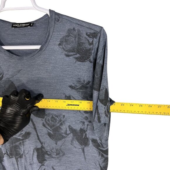 Dolce & Gabbana Men 50 L Black Rose T-Shirt Made In Italy 100% Silk Leather Logo - Picture 11 of 13